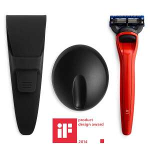 Bolin Webb borotvakészlet, X1 Cooper Red, vízálló burkolattal és mágneses állvánnyal, kompatibilis a Gillette Fusion 5 pengével, ergonomikus nyéllel, prémium dizájnnal, mély borotválkozással,