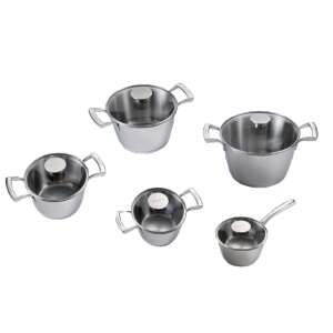 Комплект за готвене Casa Bugatti 10 части с капаци, от неръждаема стомана, алуминиево ядро, подходящ за индукция, мие се в съдомиялна машина - Casa Bugatti