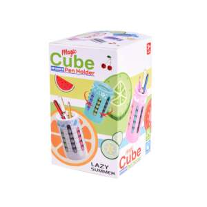Magic Cube Spinner Pen Holder, drehender Puzzle-Becher Stifthalter, 3 Farben, Orange, Rosa, Blau - Logikspiele