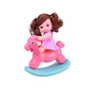 Baby doll riding a pink rocking horse, part of a playset - Nonbrand Baba