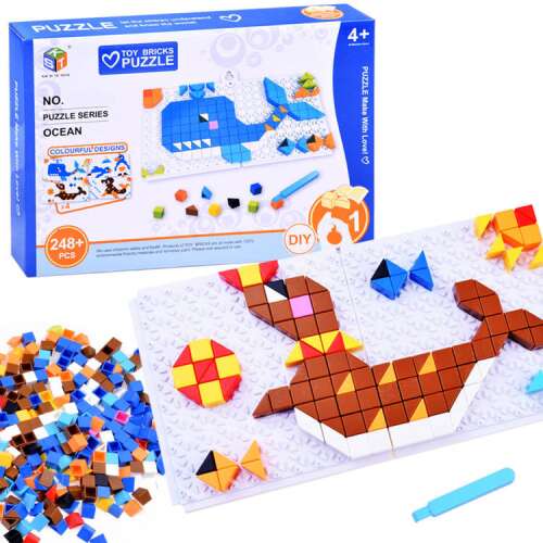 Toy Bricks Puzzle Ocean Mosaic Blocks Set, 248 pieces, 4 in 1, DIY, for kids 4 years and up