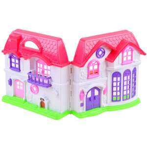 Domek dla lalek My Happy Family ze składanym designem, różowym dachem, białymi ścianami i fioletowymi akcentami - Gra