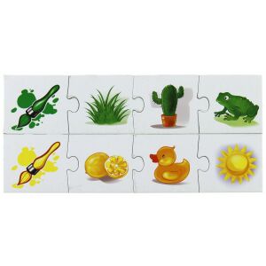 Iawa color matching puzzle pieces with green and yellow objects - Puzzle