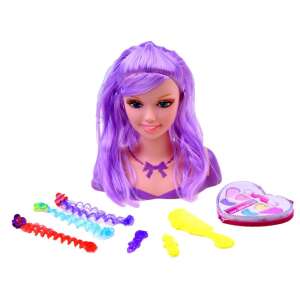 Fashion Girl Puppenkopf mit lila Haaren, Make-up-Set und Haarschmuck - Nonbrand Baba