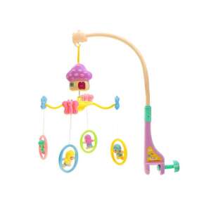 Mobil nad postieľku pre bábätká s hudbou, domček v tvare huby, farebné postavičky, značka Happy Baby - Hudobné kolotoče, kolotoče nad postieľku s projektorom