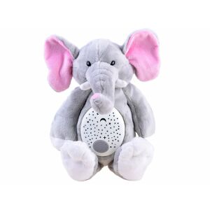 Gray Plush Elephant with Star Projector and Music - Night Light, Projector