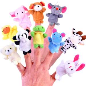 Set of 10 finger puppets with different animal designs, perfect for storytelling and imaginative play - Puppet Toy