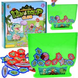 Connection 5 Dinosaur Club board game, 2 players, ages 5+, dinosaur themed, strategy game, arcade game, connect 5 game, dinosaur tokens, green board, red and blue tokens - Nonbrand Developmental Toy for Preschooler