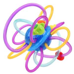 Hola #2377 Teether, colorful baby toy with rings and a ball, for teething and sensory play - Chewing gum