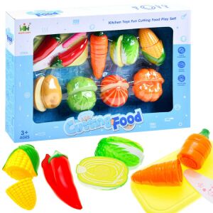 Hopewin Cutting Food Play Set with toy vegetables, cutting board, and knife - Play food
