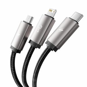 Zbliżenie kabla ładującego Tech-Protect UltraBoost z wieloma złączami: Micro-USB, Lightning, USB-C - Kabel USB