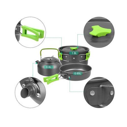 Kemping főzőedény készlet kemping vízforraló serpenyő 18in1 dimensions