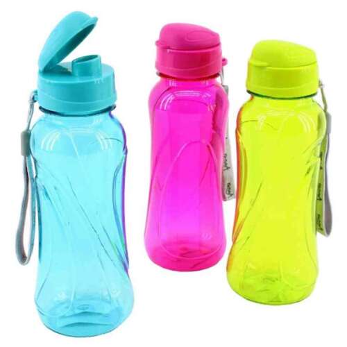 3 darabos Kulacs 450 ml műanyag kulacs szett, hordozó pánttal, vegyes színekben - Kulacs