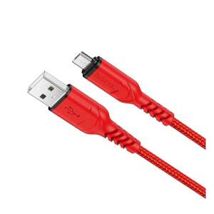 HOCO X59 piros USB - microUSB töltőkábel, 2.4A gyors töltés, 100cm - Hoco