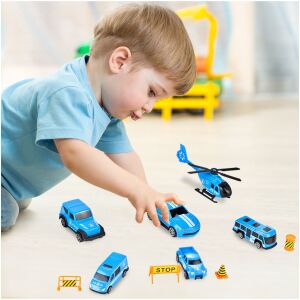 Rendőrségi Játékkamion - 6 Járműves Szett - Kék