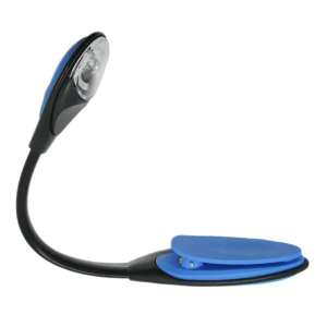 Kék és fekete LED-es könyvfény rugalmas nyakkal és klipsz - Könyvlámpa