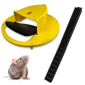 Humánus egércsapda, sárga és fekete műanyagból, könnyen összeszerelhető, újrafelhasználható, egerek fogására - Élvefogó állatcsapda