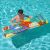 Man relaxing on a Bestway colorful inflatable beach mattress in a pool