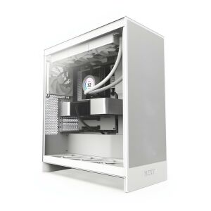 NZXT H7 Flow Fehér Midi-Tower PC Ház edzett üveg oldallappal, belső alkatrészek és hűtőrendszer bemutatásával - NZXT