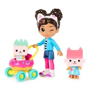 Gabby's Dollhouse Gabby Girl z Baby Box w wózku w kształcie pączka i figurką Kitty - Spin Master