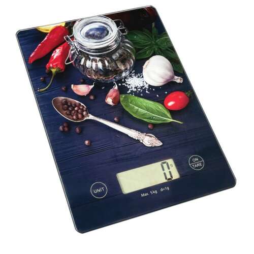 Oliver Voltz OV51651KD konyhai mérleg, fekete, 5 kg kapacitás, digitális, edzett üveg, TARE funkcióval - Konyhai mérleg