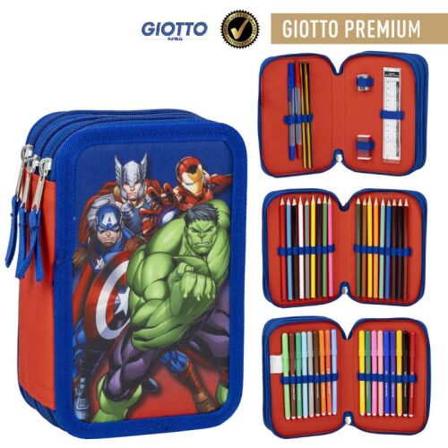 Giotto Premium Avengers 3-Compartment Pencil Case - Complete Set