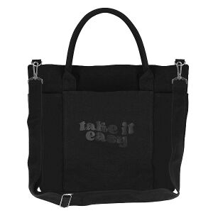 Starpak fekete válltáska 'take it easy' felirattal, sokoldalú bevásárlótáska - Starpak