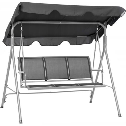 Funfit Garden Komfort ljuljačka za 3 osobe sa sivom nadstrešnicom, prednji pogled