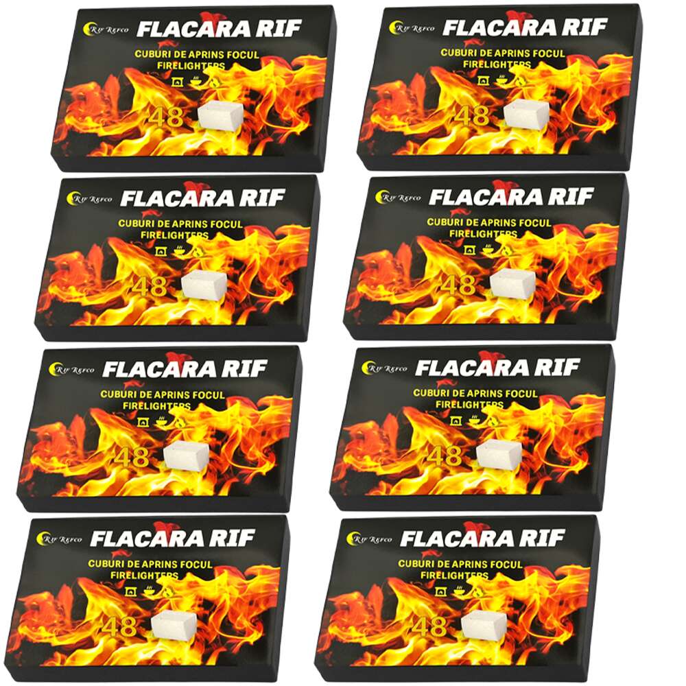 384 db Teno® Fire Starter Cube készlet, 8 doboz, gyújtótabletta, hosszú égési ido, központi futés, kandallók, kályhák, kempingezés, túrázás