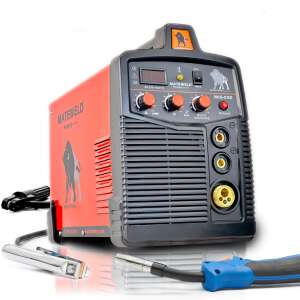 MATEWELD Hungary Buffalo Power™ MIG-200 Inverteres Hegesztőgép, piros és fekete, kábelekkel és pisztollyal - Építkezés & Felújítás