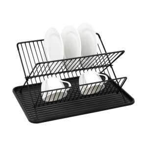 Suport de uscare a vaselor Kinghoff KH 1356 negru cu tavă de scurgere, 43 x 32 x 25,5 cm - Ustensile de bucătărie