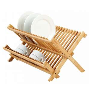 Kinghoff KH 1631 Dish Drying Rack, 2 Tiers, Foldable, 40x33x24 cm, Bamboo 102812071 - Dish Rack