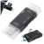 Czarny czytnik kart USB OTG z portami SD, Micro SD, USB-C i Micro USB, 5 w 1 czytnik kart