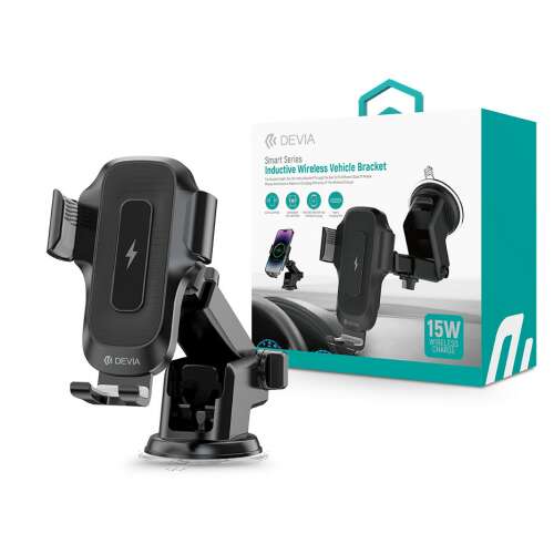 Devia Smart Series Suport auto wireless inductiv, 15W Qi încărcător auto wireless suport telefon, negru
