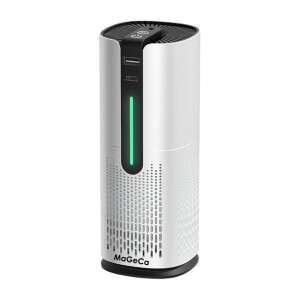 MaGeCa car air purifier, silver, with HEPA filter and activated carbon, removes odors, dust, pollen, pet hair, smoke, negative ionization, USB-C charging - Air Purifier