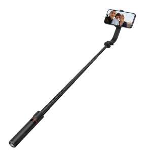 Tech-Protect L04S Magsafe Wireless Selfie Stick, čierna, roztiahnutá, 360 stupňová rotácia, statív - Selfie tyče