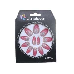 Janelove 12 piece sparkling glitter ballerina fake nails in rose color - Nail design