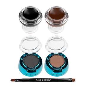 Kiss Beauty Fit Eye Durable eyebrow kit with 2 eyebrow gels, 2 eyebrow shadows, and a brush in black and brown - Eyebrow tint