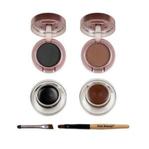 Augenbrauen-Set, Kiss Beauty, Sky Brow Eyeliner, 2 Augenbrauengel, 2 Augenbrauenschatten, Pinsel, Schwarzbraun