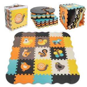 Colorful foam puzzle mat with 25 pieces and animal figures, 114x114 cm - Foam Puzzle