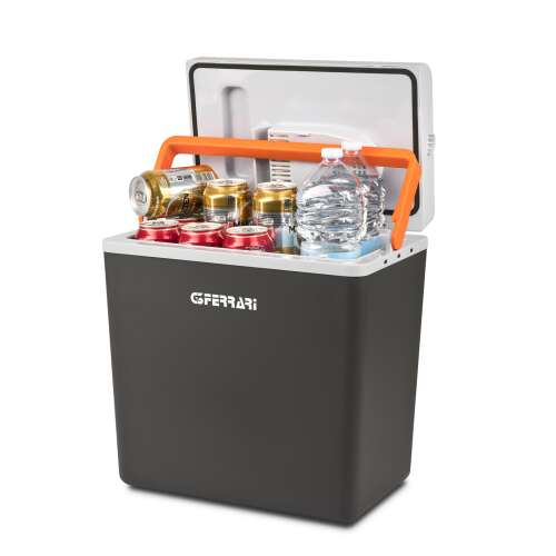 G3 Ferrari IGLÙ 20 electric cooler bag with drinks inside, open lid