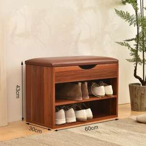 Dulap de pantofi Cipősszekrény BC FUR1640-60 cu scaun tapițat și rafturi - Depozitare pantofi, Fotolii suspendate, Fotolii, Scaune suspendate și Biblioteci și rafturi