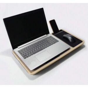 Ölbe vagy térdre tehető Laptopasztal ágyhoz vagy kanapéra, egérpaddal, MDF, 57 x 30 cm