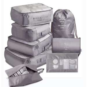 Szary zestaw organizerów podróżnych 7 sztuk, w tym torba na buty, kosmetyczka i organizatory na ubrania, idealny do utrzymania porządku w bagażu - Opatrunek dodatkowy