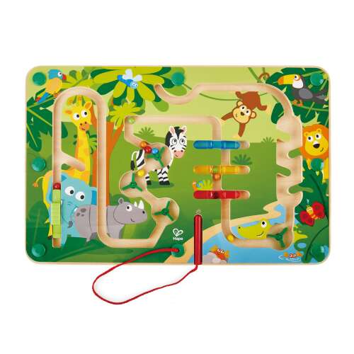 Hape Jungle Maze magnetic game with colorful animals and a magnetic wand