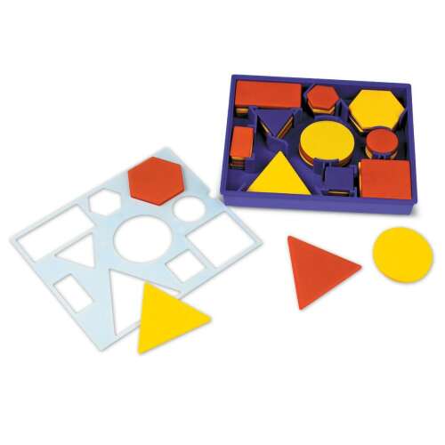Learning Resources Attribute Blocks Desk Set, 60 darab, geometriai alakzatok, színek, méretek és vastagságok, rendezés, párosítás és mintagyakorlatok, 5 éves kortól