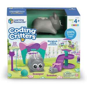 Learning Resources Coding Critters Kódoló játék - Játékos cicák coding toy for kids, featuring Scamper and Sneaker the cats, with a storybook, coding cards, and play pieces - Interactive Kids' Toy