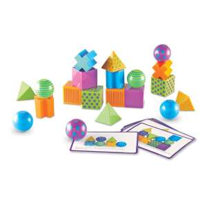 Joc de puzzle 3D Mental Blox de la Learning Resources, forme geometrice colorate și cărți de provocare pentru construirea și rezolvarea problemelor - Learning Resources