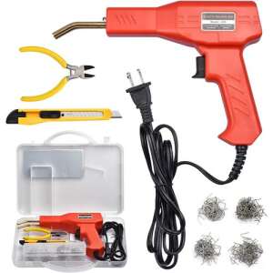 Plastic welding kit with 800 pieces of staples, 50W, H50, includes welding gun, staples, pliers, and a utility knife - Sumker