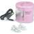 Rapesco PS12-USB electric pencil sharpener, pink, two holes, with USB charging cable and spare blades